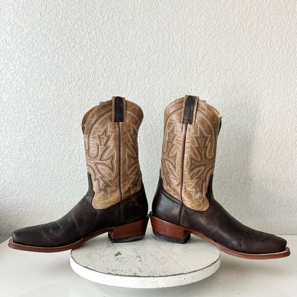 Rod Patrick Mens Cowboy Boots 13AAA Antique Mocha Bison Brown Western Blunt Toe - Picture 8 of 13